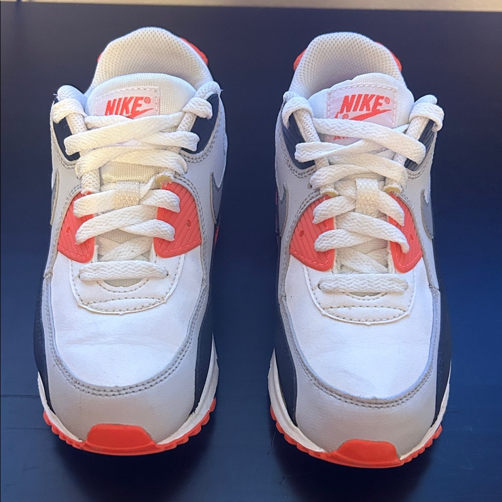 Nike Air Max Kids White and Bright Orange Sneakers